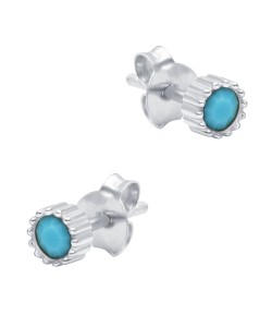 Round Turquoise Silver Stud Earring STS-6215